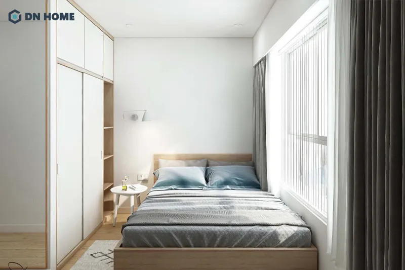 Tủ âm tường được sử dụng, giúp tiết kiệm diện tích cho chung cư 60m2