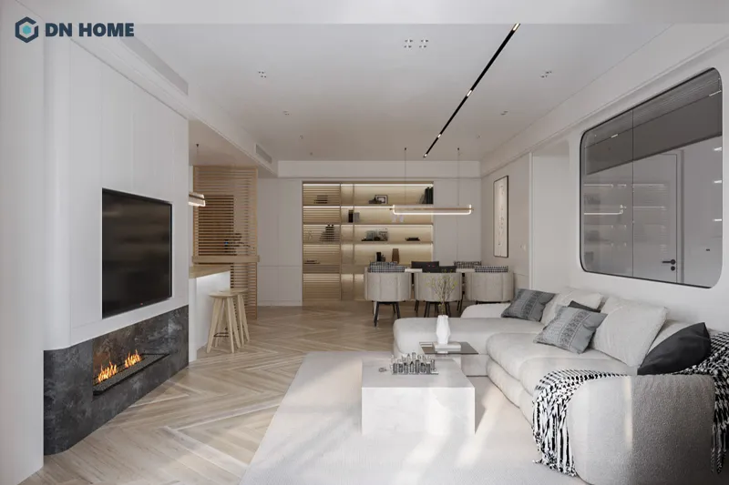 Không gian mở nên được ưu tiên khi thiết kế chung cư 2 phòng ngủ để tăng cảm giác rộng rãi