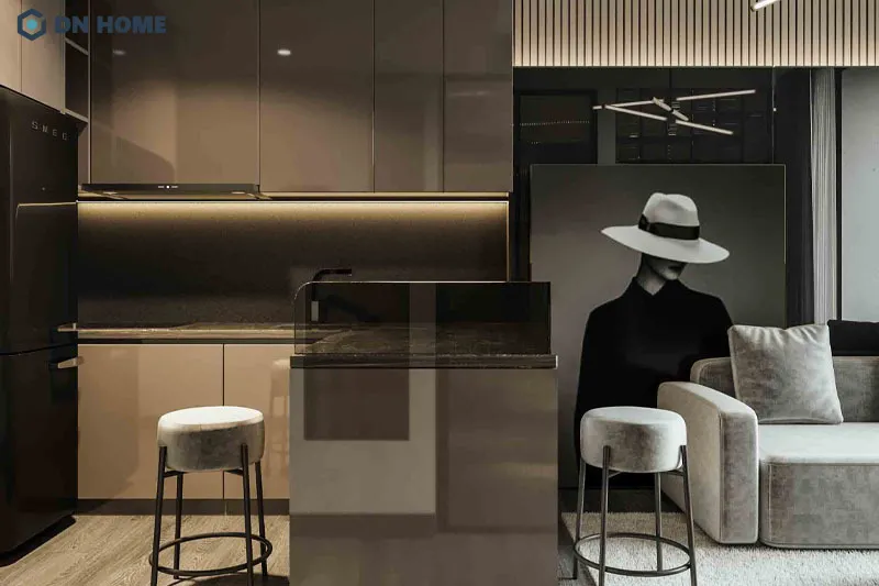 Chất liệu bóng sáng được sử dụng phổ biến khi thiết kế căn hộ phong cách sang trọng