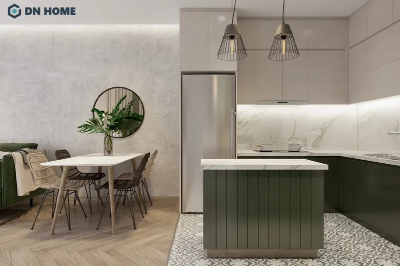 Khu vực bếp thiết kế mở để các thành viên trong gia đình dễ dàng tương tác với nhau