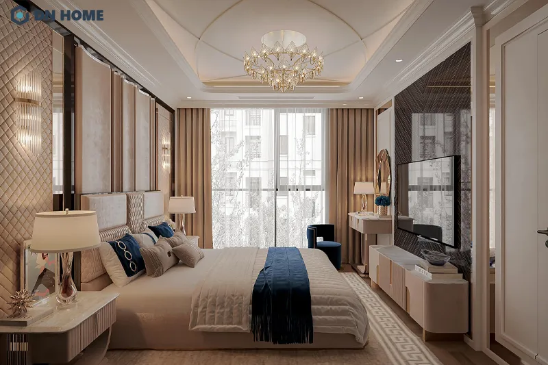 Phòng ngủ căn hộ chung cư 50m2 ưu tiên sự tiện nghi nhưng vẫn cần đồng bộ với phong cách thiết kế chính