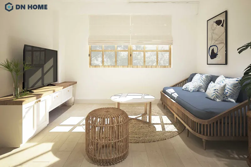 Ánh sáng tự nhiên giúp căn hộ nhỏ 50m2 trông thoáng đãng và tạo cảm giác ấm cúng