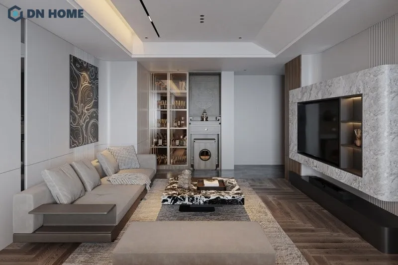 Mẫu thiết kế nội thất chung cư 60m2 phong cách sang trọng với tone màu trầm ấm