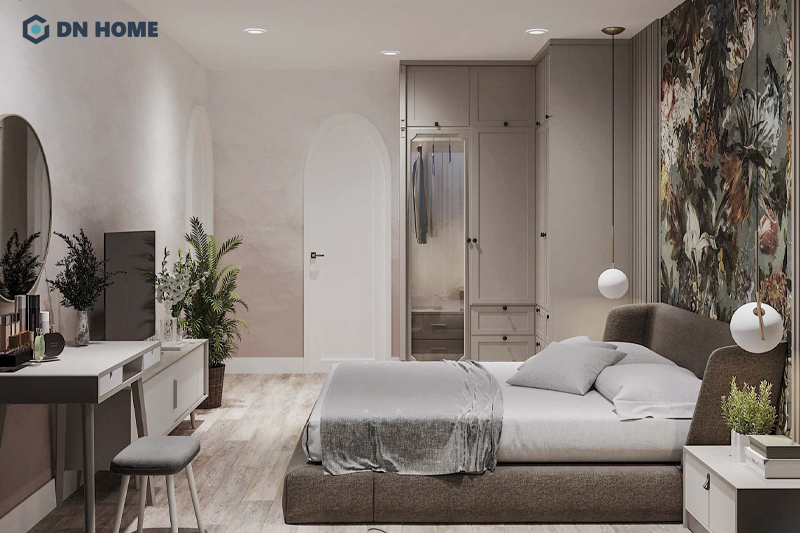 Không gian phòng ngủ chính được thiết kế ấn tượng nhưng vẫn thoải mái, ấm cúng