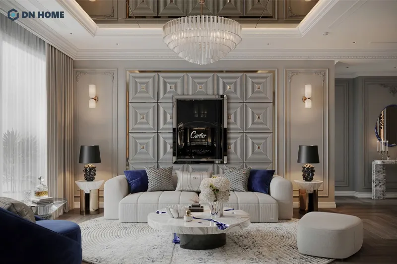 Với diện tích 90m2, bạn có thể thoải mái bố trí không gian phòng khách thoáng đãng