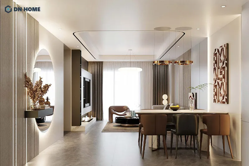 Không gian sinh hoạt chung trong chung cư cho gia đình đa thế hệ được thiết kế mở, tạo cảm giác gắn kết