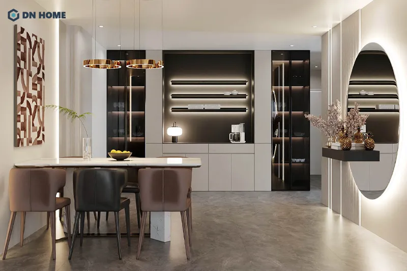 Màu sắc trung tính được sử dụng chủ đạo khi thiết kế chung cư 90m2 mang đến không gian sống tinh tế