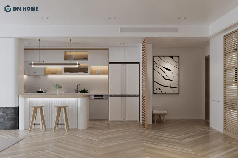 Việc tối giản nội thất bên trong chung cư 90m2 giúp không gian trong thoáng đãng, rộng rãi hơn