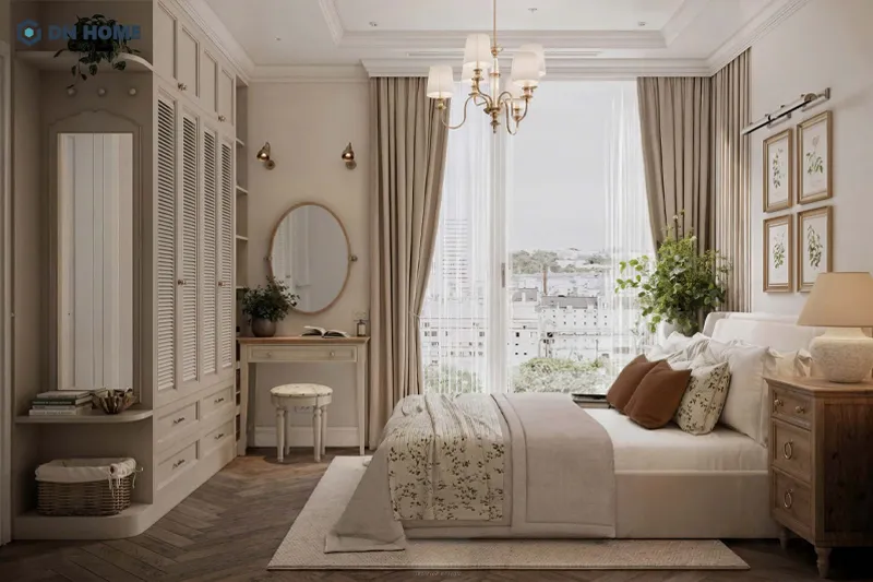 Phòng ngủ master nên có diện tích rộng rãi để dễ dàng bố trí thêm nôi khi bé còn nhỏ