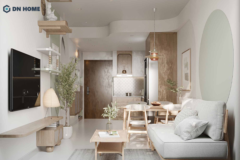 Chất liệu gỗ thân thiện với môi trường được sử dụng chủ đạo trong thiết kế chung cư mini Bắc Âu