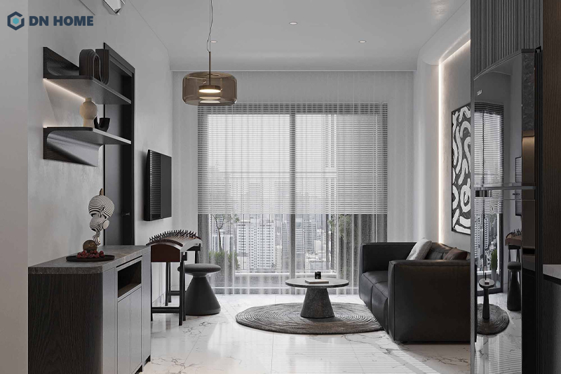 Phong cách tối giản giúp không gian căn hộ mini trông thoáng đãng và rộng rãi hơn