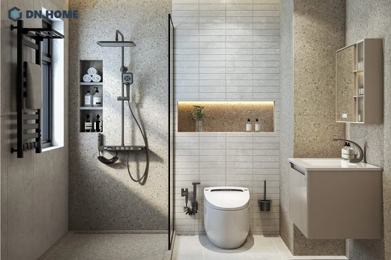 Phòng vệ sinh cần đảm bảo sự thông thoáng, đủ ánh sáng để tránh ẩm thấp và mùi khó chịu