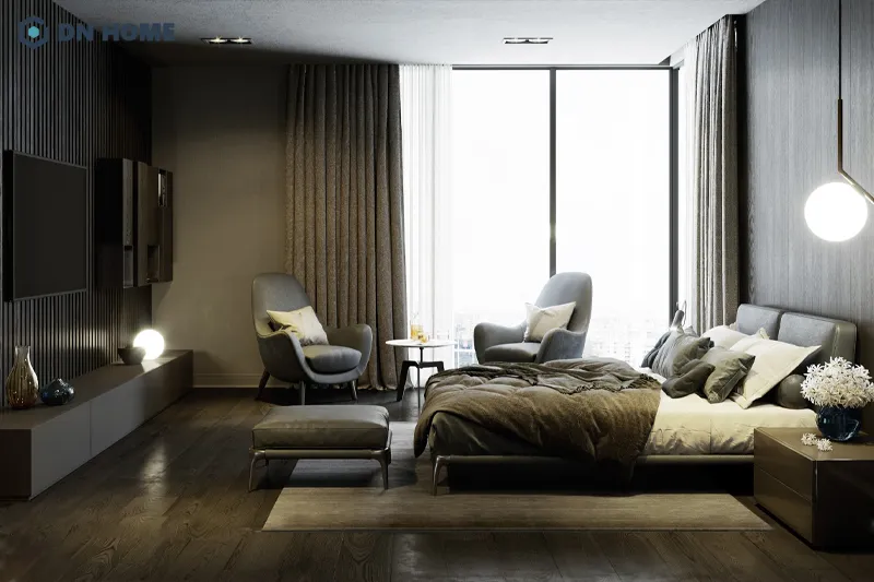 Gam màu ghi cũng phù hợp với gia chủ mệnh Kim, đồng thời cũng làm tăng vẻ đẹp thời thượng của chung cư