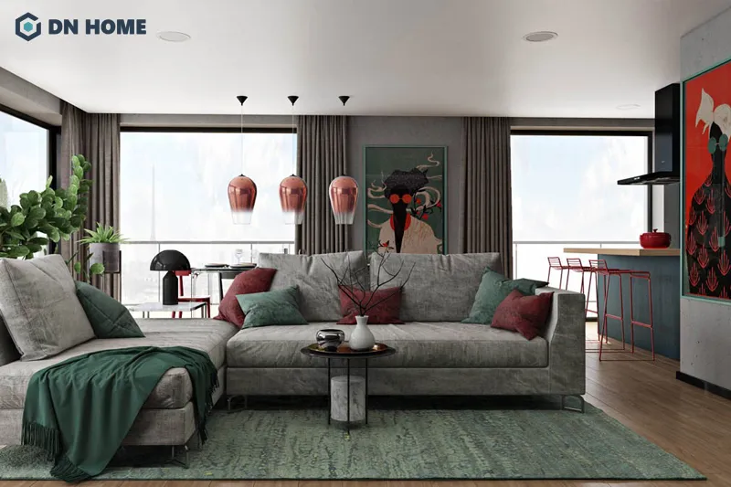 Chung cư dành cho người mệnh Hỏa phù hợp sử dụng gam màu đỏ, cam và xanh lá làm chủ đạo