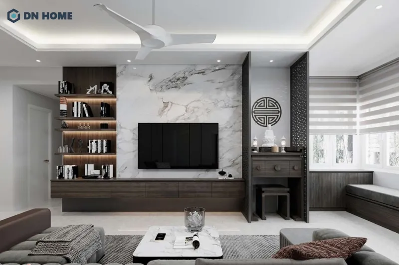 Phòng khách chung cư có bàn thờ là kiểu thiết kế căn hộ phổ biến tại Việt Nam