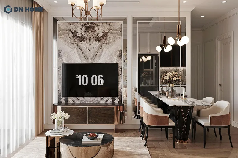 Chất liệu nội thất cần dựa vào diện tích phòng khách chung cư để đưa ra lựa chọn phù hợp