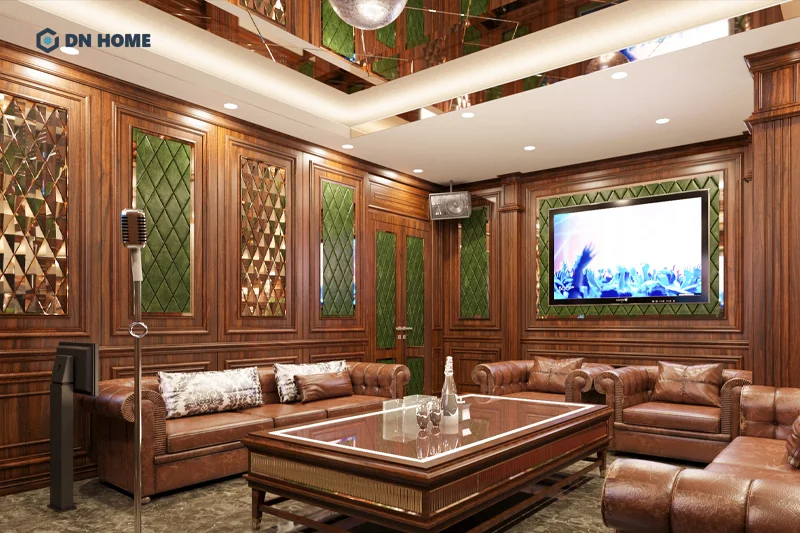 Mẫu phòng karaoke tại nhà được thiết kế sang trọng, thể hiện đẳng cấp của gia chủ