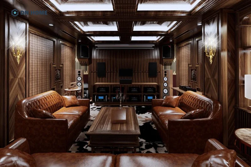 Phòng karaoke gia đình được thiết kế theo phong cách cổ điển cùng hệ thống âm thanh chất lượng