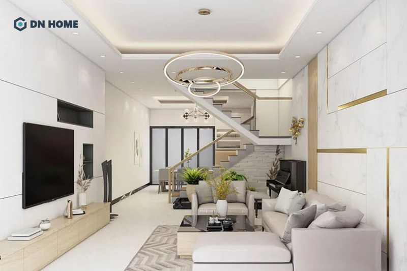 Có thể kết hợp chất liệu kính cùng gỗ khi thiết kế cầu thang để tạo cảm giác hiện đại, tiện nghi nhưng vẫn ấm cúng