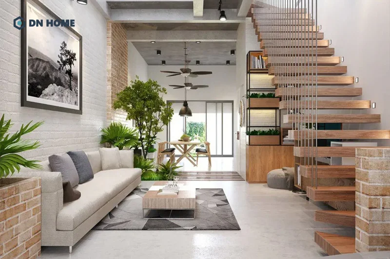 Nên đặt cầu thang trong phòng khách ở vị trí có nhiều ánh sáng để thu hút năng lượng tích cực