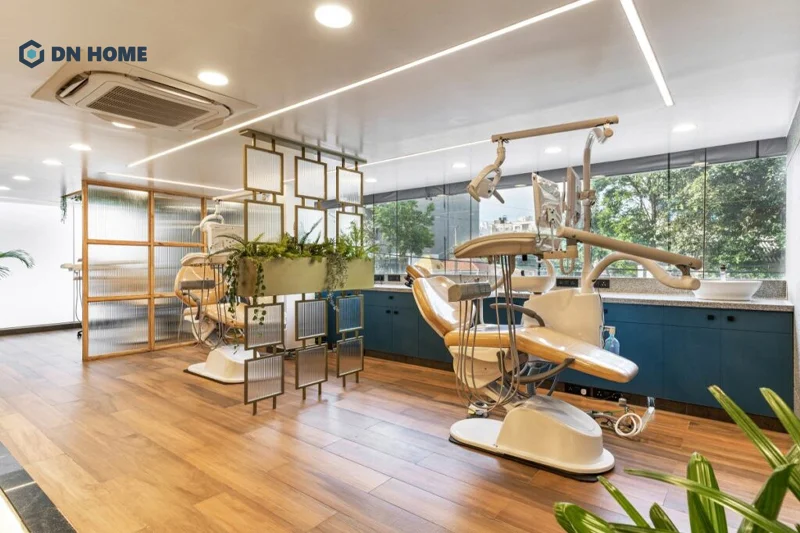 Cây xanh được ứng dụng trang trí chủ đạo trong phòng khám nha khoa phong cách “xanh”