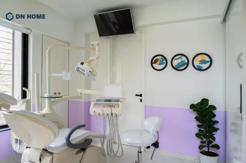 Phong cách color block được ứng dụng phổ biến trong thiết kế phòng khám nha khoa