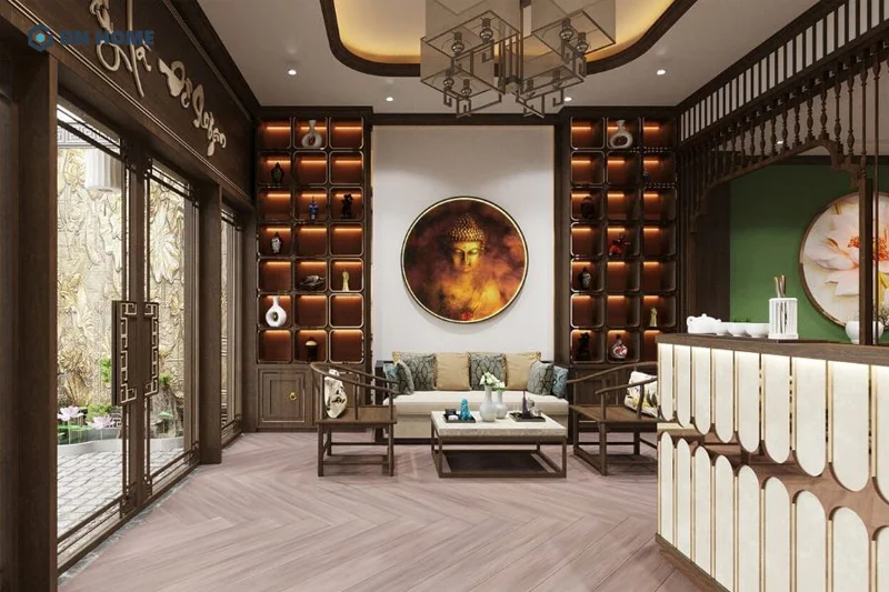 Chất liệu gỗ được sử dụng chủ đạo khi thiết kế nội thất phòng mạch tư truyền thống