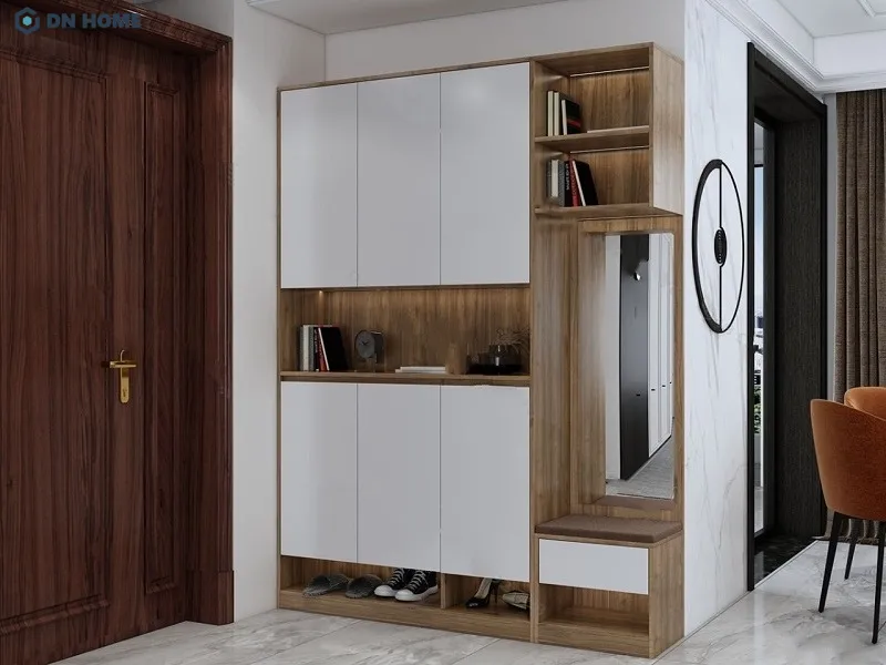 Tủ giày kết hợp là lựa chọn lý tưởng cho gia đình đông người