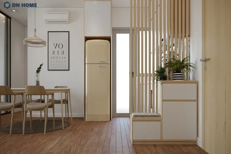 Thiết kế tủ giày nhà chung cư có màu sắc hài hoà, phù hợp với không gian tổng thể