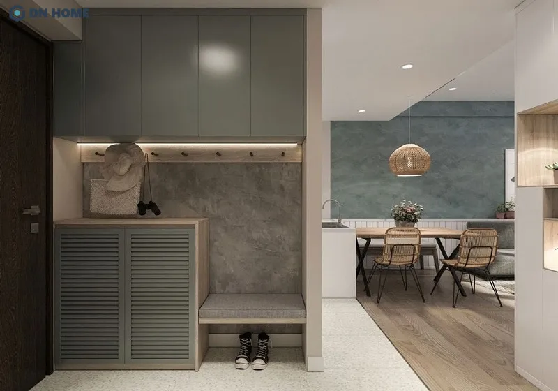 Tủ giày âm tường giúp tiết kiệm diện tích, tạo cảm giác rộng rãi