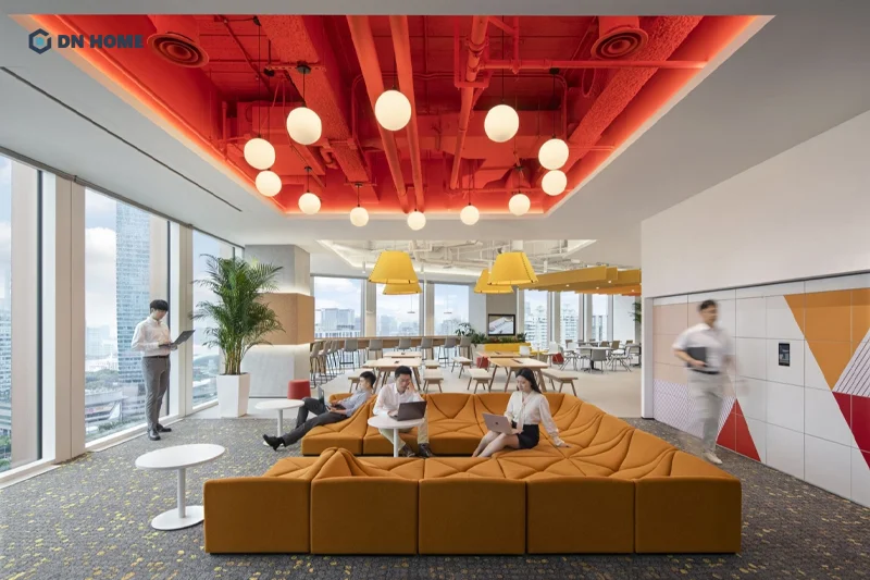 Kết hợp đa dạng màu sắc tạo nên bầu không khí làm việc trẻ trung cho văn phòng chứng khoán