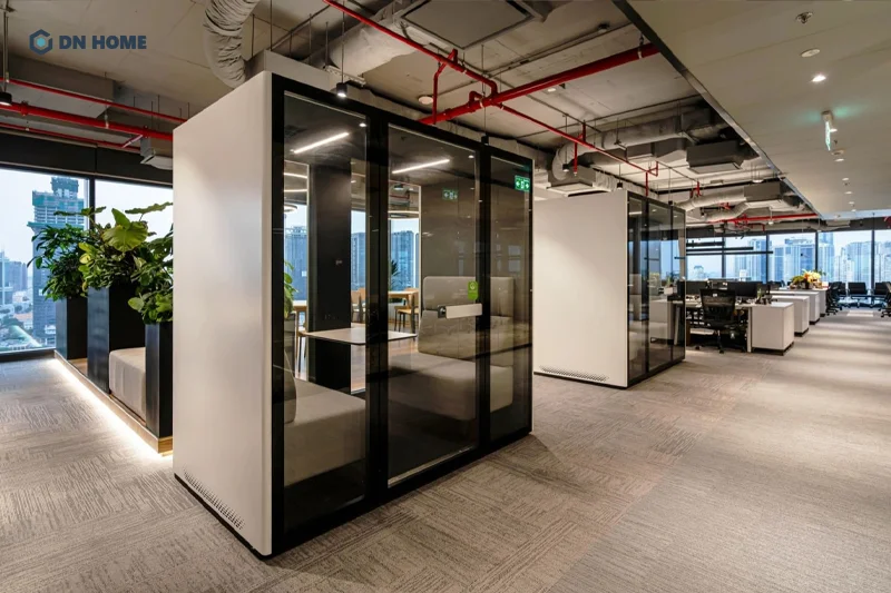 Không gian mở giúp văn phòng chứng khoán trở nên linh hoạt, dễ dàng đáp ứng yêu cầu làm việc của nhân sự