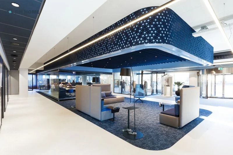 Khi thiết kế không gian làm việc tài chính cần chú trọng phân chia không gian hợp lý