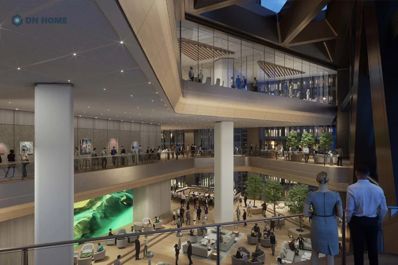 Văn phòng với màu trung tính chủ đạo, kết hợp vật liệu nội thất cao cấp giúp JPMorgan Chase tạo dựng hình ảnh uy tín