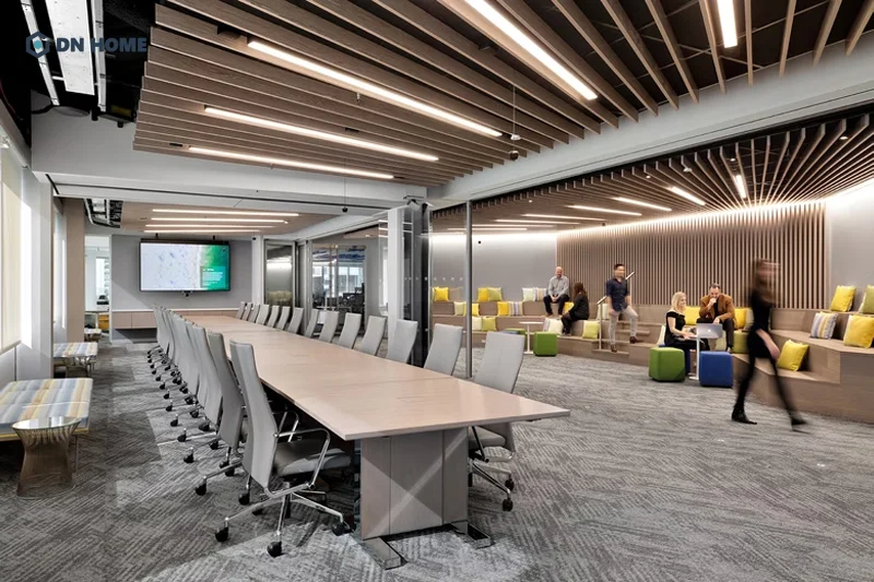 Sự kết hợp hài hòa giữa các gam màu khi thiết kế văn phòng là điểm nhấn thể hiện cá tính của doanh nghiệp