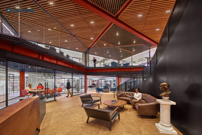 Mẫu thiết kế văn phòng công ty tài chính theo phong cách hiện đại kết hợp công nghiệp