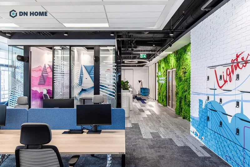 Văn phòng viễn thông được thiết kế bài bản, chỉn chu giúp nâng cao hình ảnh chuyên nghiệp, vị thế doanh nghiệp