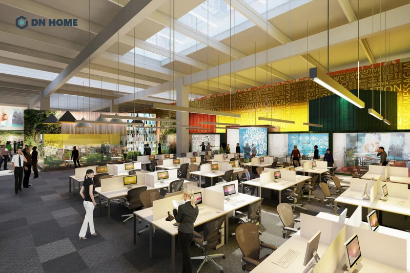 Sự phối hợp màu sắc hài hòa với ánh sáng tự nhiên tạo nên không gian làm việc Turkcell Izmir Plaza đầy sáng tạo, năng động