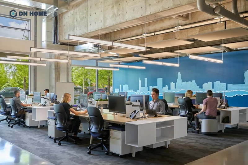 Khi thiết kế văn phòng viễn thông cần chú ý đưa được các đặc trưng ngành nghề vào không gian làm việc