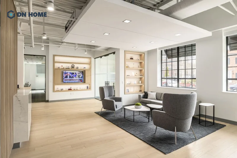 Các tone màu trung tính thường được sử dụng làm chủ đạo khi thiết kế văn phòng làm việc telesale