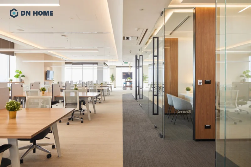 Văn phòng được thiết kế theo phong cách Hàn Quốc sử dụng tone màu pastel và chất liệu gỗ làm chủ đạo