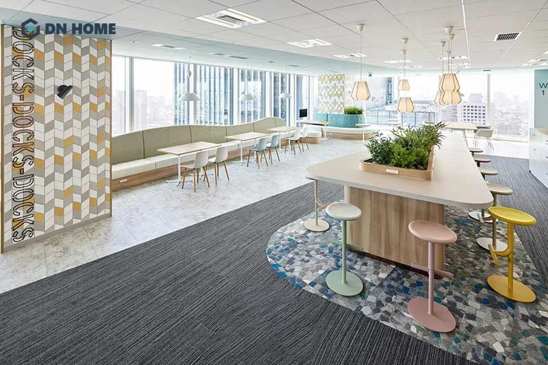 Sự kết hợp đa dạng các màu sắc pastel theo phong cách Hàn Quốc tạo điểm nhấn ấn tượng cho không gian văn phòng