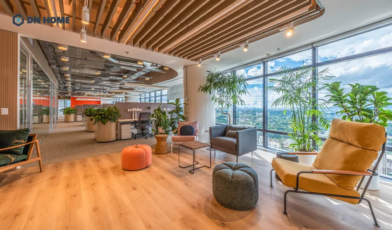 Nâu là gam màu được sử dụng chủ đạo trong thiết kế văn phòng cho chủ doanh nghiệp mệnh Mộc