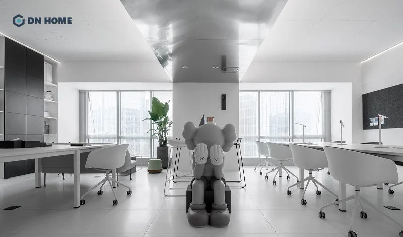 Các chi tiết kim loại, bạc được ưa chuộng đưa vào thiết kế, trang trí văn phòng mệnh Kim