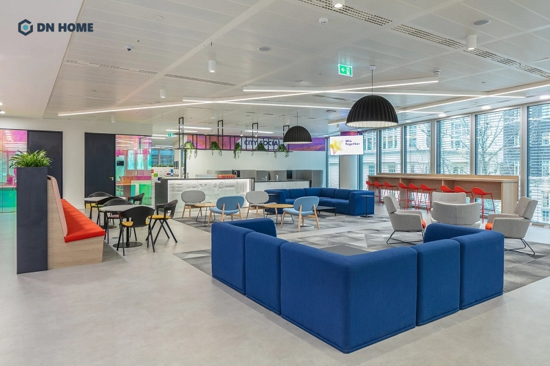 Thiết kế pantry office với gam màu bắt mắt