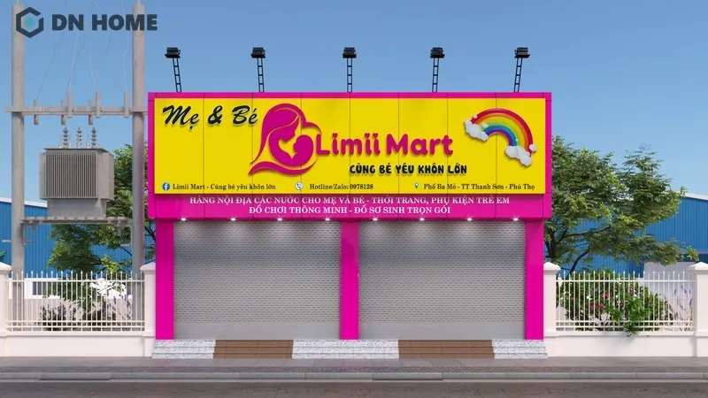 Màu sắc biển hiệu tươi tắn, phông chữ dễ thương