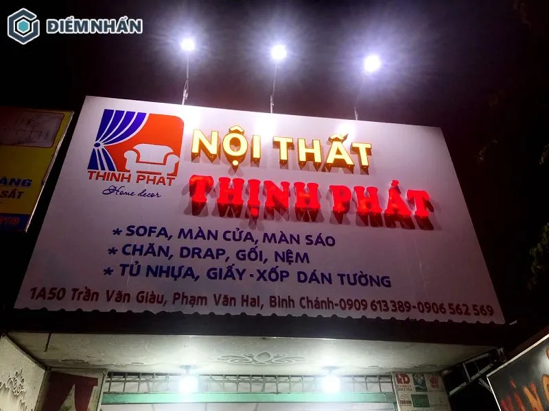 Mẫu biển hiệu cửa hàng nội thất làm từ mica và đèn led
