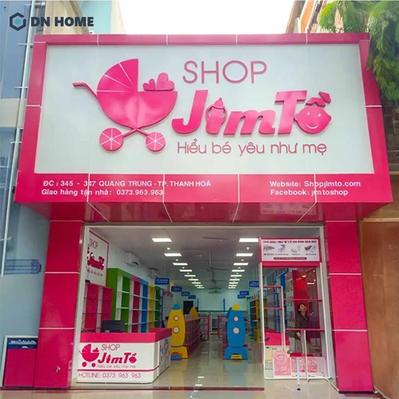 Bảng hiệu cửa hàng mẹ bầu và bé tông be và hồng, phong cách nhẹ nhàng ấm áp