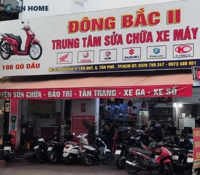 Thiết kế bảng hiệu sửa xe máy có bố cục hài hòa, đầy đủ thông tin