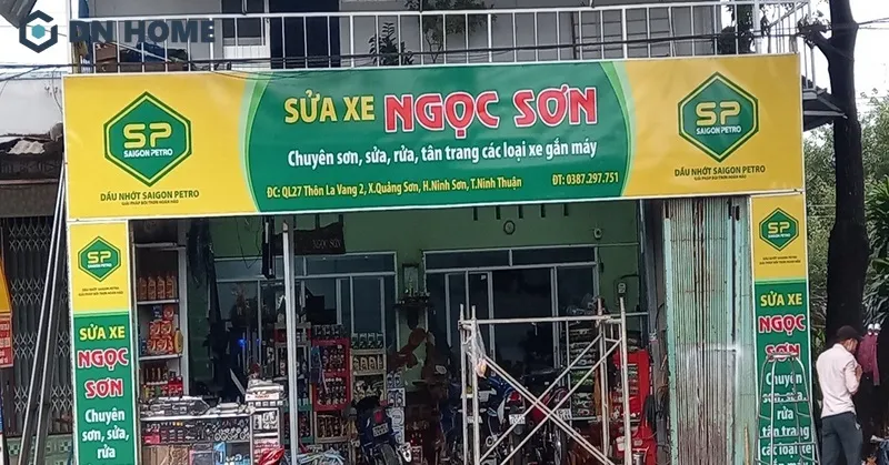 Thiết kế bảng hiệu sửa motor cần có sự hài hòa giữa nền và kiểu chữ, logo